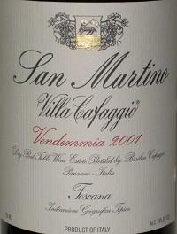 Villa Cafaggio San Martino Dry Red  2001