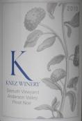 Knez Winery Pinot Noir Demuth Vyd Anderson Valley 10 2010